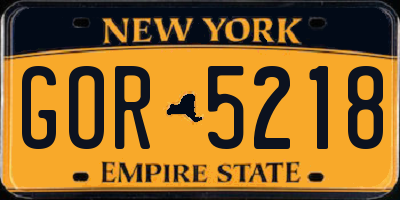 NY license plate GOR5218