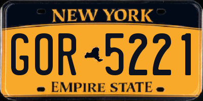 NY license plate GOR5221