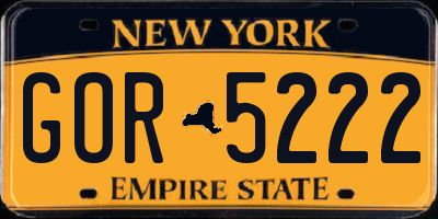 NY license plate GOR5222