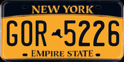 NY license plate GOR5226