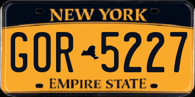 NY license plate GOR5227