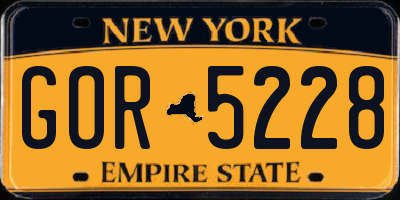 NY license plate GOR5228