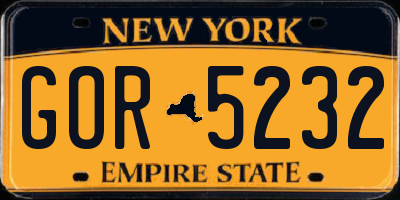 NY license plate GOR5232