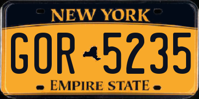 NY license plate GOR5235