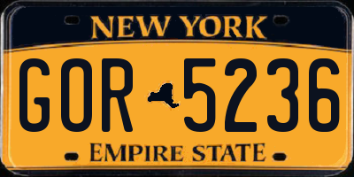 NY license plate GOR5236