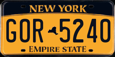 NY license plate GOR5240