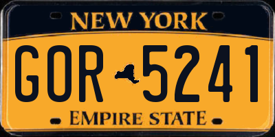 NY license plate GOR5241