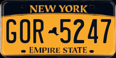 NY license plate GOR5247