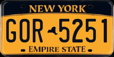 NY license plate GOR5251