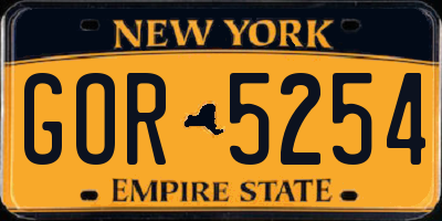 NY license plate GOR5254