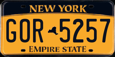 NY license plate GOR5257