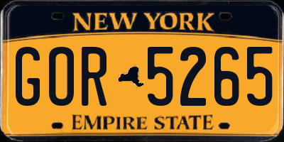 NY license plate GOR5265