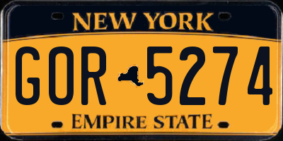 NY license plate GOR5274