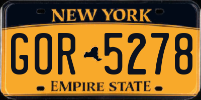 NY license plate GOR5278