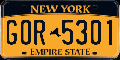 NY license plate GOR5301
