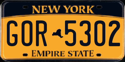 NY license plate GOR5302