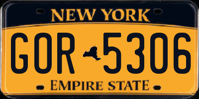 NY license plate GOR5306