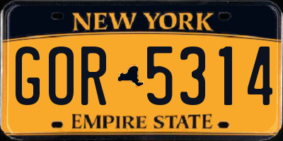 NY license plate GOR5314
