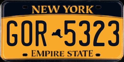 NY license plate GOR5323
