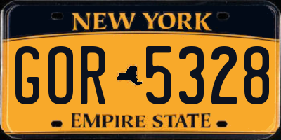 NY license plate GOR5328