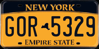 NY license plate GOR5329