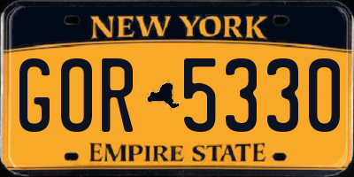 NY license plate GOR5330