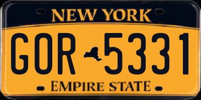 NY license plate GOR5331