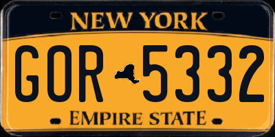 NY license plate GOR5332