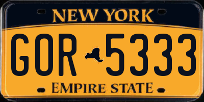 NY license plate GOR5333