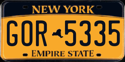 NY license plate GOR5335