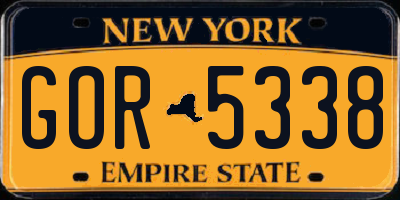 NY license plate GOR5338