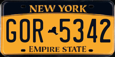 NY license plate GOR5342