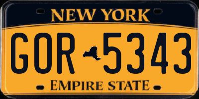 NY license plate GOR5343