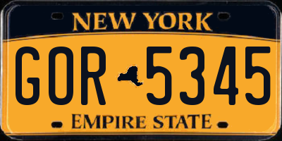 NY license plate GOR5345