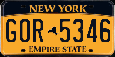 NY license plate GOR5346