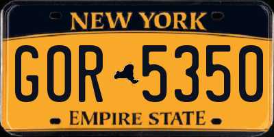 NY license plate GOR5350