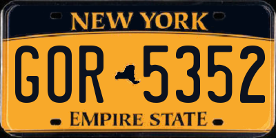 NY license plate GOR5352
