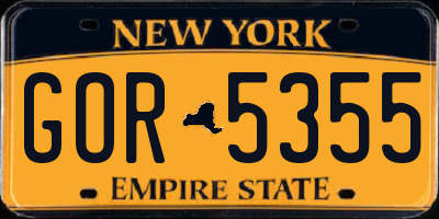 NY license plate GOR5355