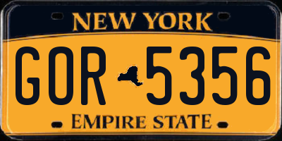 NY license plate GOR5356