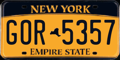 NY license plate GOR5357