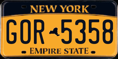 NY license plate GOR5358