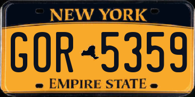 NY license plate GOR5359