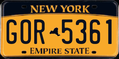 NY license plate GOR5361