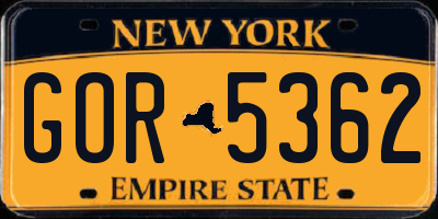 NY license plate GOR5362