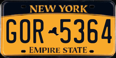 NY license plate GOR5364