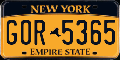 NY license plate GOR5365