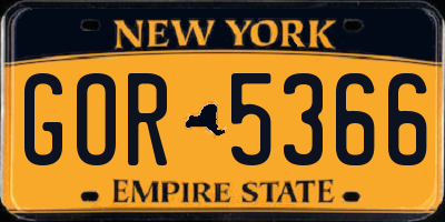 NY license plate GOR5366