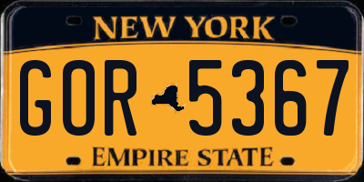 NY license plate GOR5367