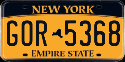 NY license plate GOR5368