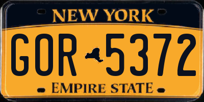 NY license plate GOR5372